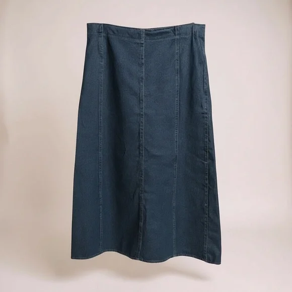 🆕 RECLAIMED VINTAGE vintage Dark Blue denim A-Line Skirt size 10 - Picture 3 of 10